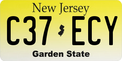 NJ license plate C37ECY