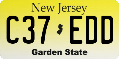 NJ license plate C37EDD