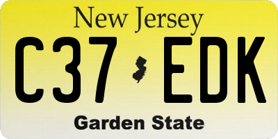 NJ license plate C37EDK