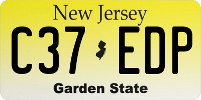 NJ license plate C37EDP