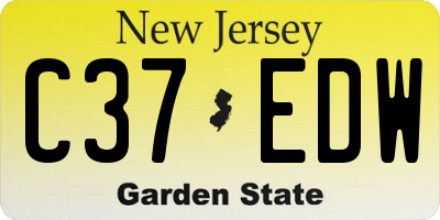 NJ license plate C37EDW