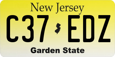 NJ license plate C37EDZ
