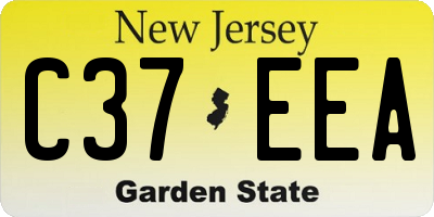 NJ license plate C37EEA