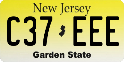 NJ license plate C37EEE