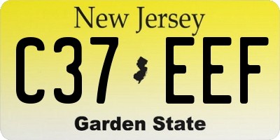 NJ license plate C37EEF