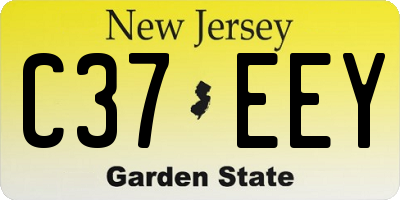 NJ license plate C37EEY