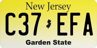 NJ license plate C37EFA