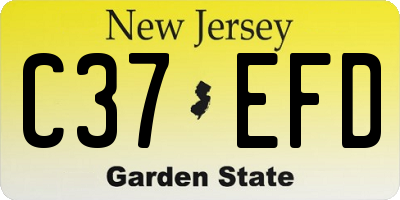 NJ license plate C37EFD