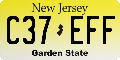 NJ license plate C37EFF