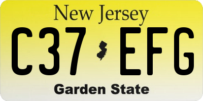 NJ license plate C37EFG