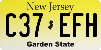 NJ license plate C37EFH