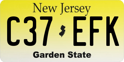 NJ license plate C37EFK