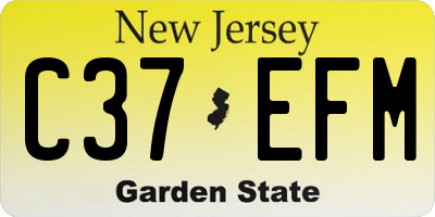 NJ license plate C37EFM