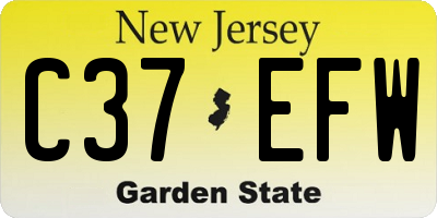 NJ license plate C37EFW