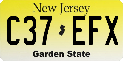 NJ license plate C37EFX