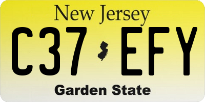 NJ license plate C37EFY
