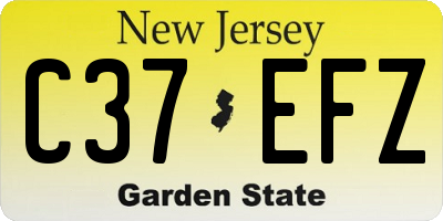 NJ license plate C37EFZ