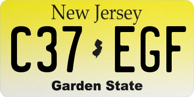 NJ license plate C37EGF