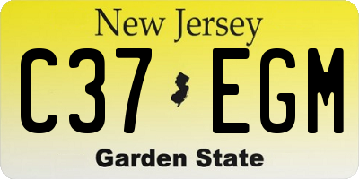 NJ license plate C37EGM