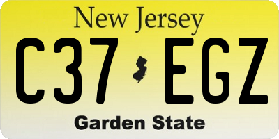 NJ license plate C37EGZ