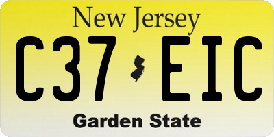 NJ license plate C37EIC