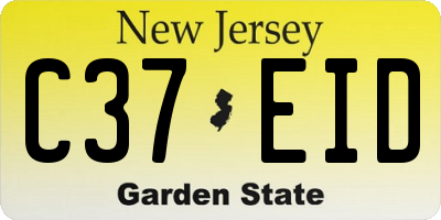 NJ license plate C37EID