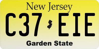 NJ license plate C37EIE