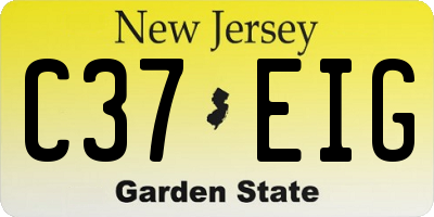 NJ license plate C37EIG