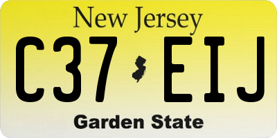 NJ license plate C37EIJ