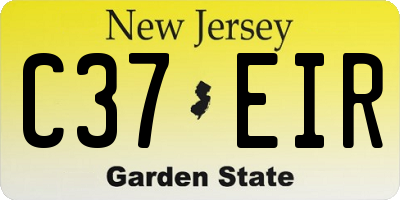 NJ license plate C37EIR