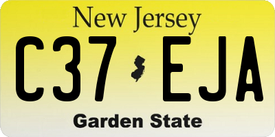 NJ license plate C37EJA