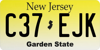 NJ license plate C37EJK