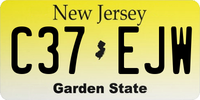 NJ license plate C37EJW