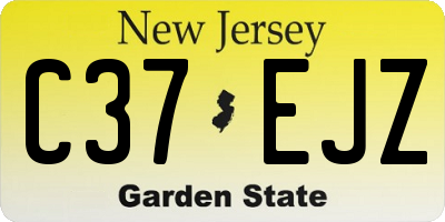 NJ license plate C37EJZ