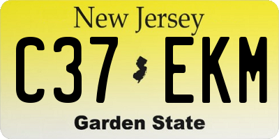 NJ license plate C37EKM