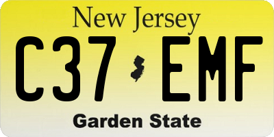 NJ license plate C37EMF