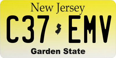 NJ license plate C37EMV