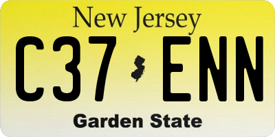 NJ license plate C37ENN