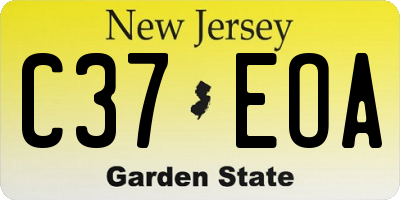NJ license plate C37EOA