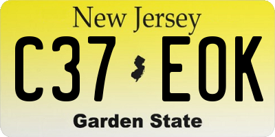 NJ license plate C37EOK