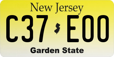 NJ license plate C37EOO