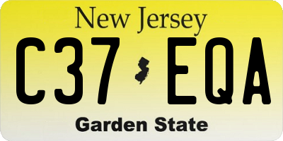 NJ license plate C37EQA