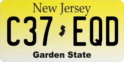 NJ license plate C37EQD