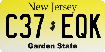 NJ license plate C37EQK