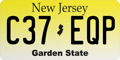NJ license plate C37EQP