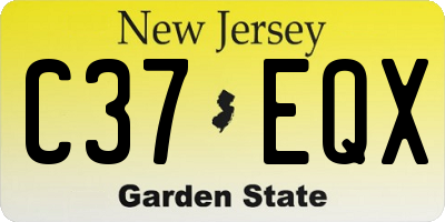 NJ license plate C37EQX