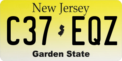 NJ license plate C37EQZ