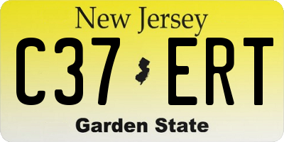NJ license plate C37ERT