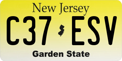 NJ license plate C37ESV