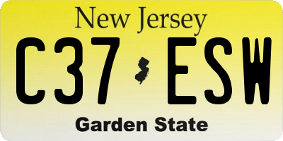 NJ license plate C37ESW